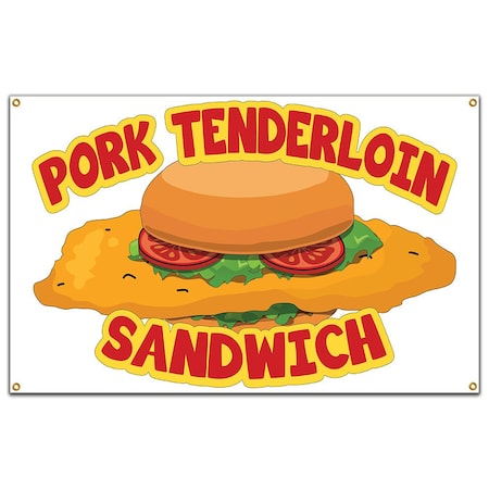 Signmission Pork Tenderloin Sandwich Banner Heavy Duty 13 Oz Vinyl with Grommets B-60 Pork Tenderloin Sandwich